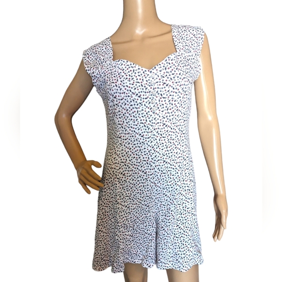 Vintage 90s Black & White Ditzy Floral Print Shorts Romper Wide Straps - Picture 4 of 11